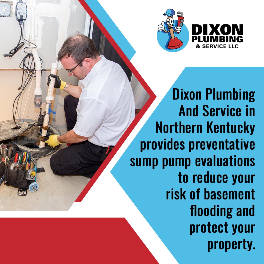 Plumber inspecting sump pump system in a basement to prevent flooding and water damage